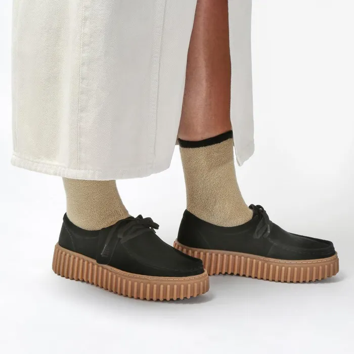 Torhill Bee Black Suede Women Clarks Platforms