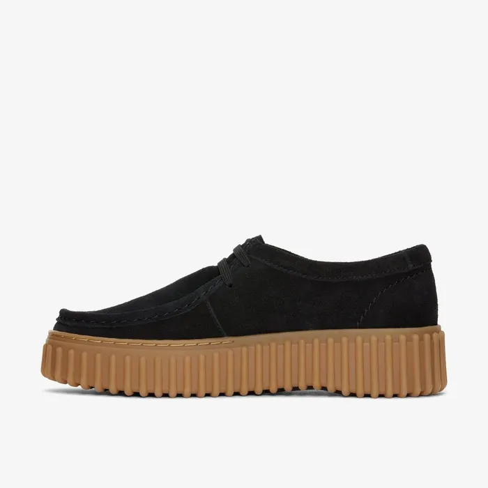 Torhill Bee Black Suede Women Clarks Platforms