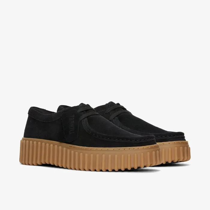Torhill Bee Black Suede Women Clarks Platforms
