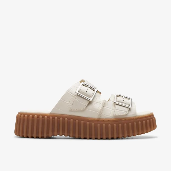 Torhill Slide Cream Interest Women Clarks Platforms