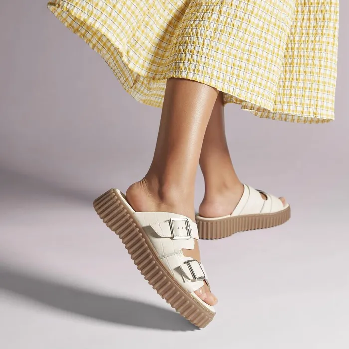 Torhill Slide Cream Interest Women Clarks Platforms