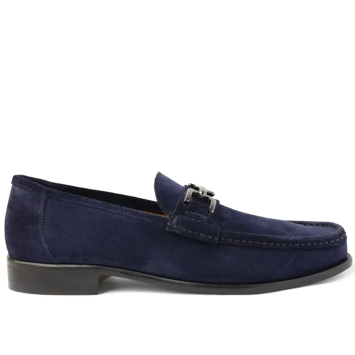 Trieste Classic Leather Moccasin 8211 Navy Suede Men Bruno Magli Loafers and Slipons