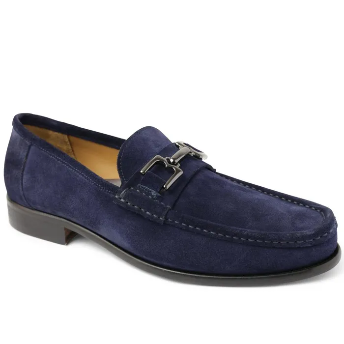 Trieste Classic Leather Moccasin 8211 Navy Suede Men Bruno Magli Loafers and Slipons