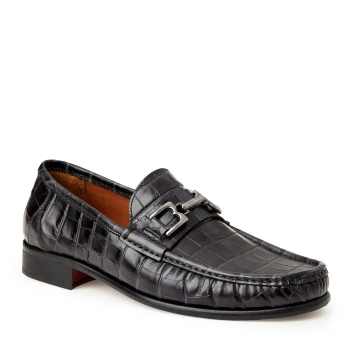Trieste Classic Moccasin Black Croc Men Bruno Magli Loafers and Slipons