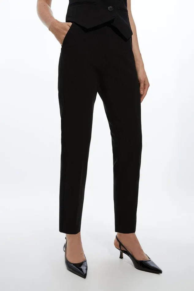 Trousers Women Karen Millen Clean Tailored Grosgrain Tipped Slim Leg Trousers Black