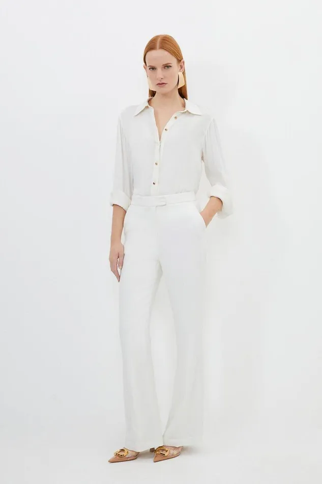 Trousers Women Karen Millen Petite Compact Viscose Slim Leg Tailored Trousers Ivory Trousers Women Karen Millen Petite Compact Viscose Slim Leg Tailored Trousers Ivory