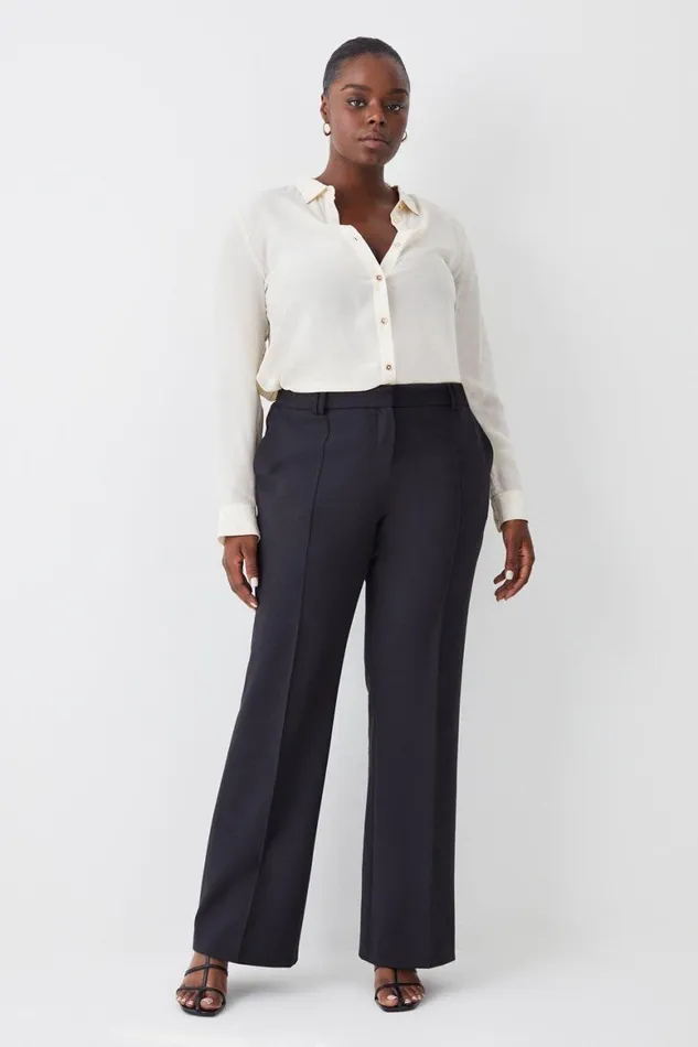 Trousers Women Karen Millen Plus Size Compact Stretch Tailored Flared Trouser Black Trousers Women Karen Millen Plus Size Compact Stretch Tailored Flared Trouser Black