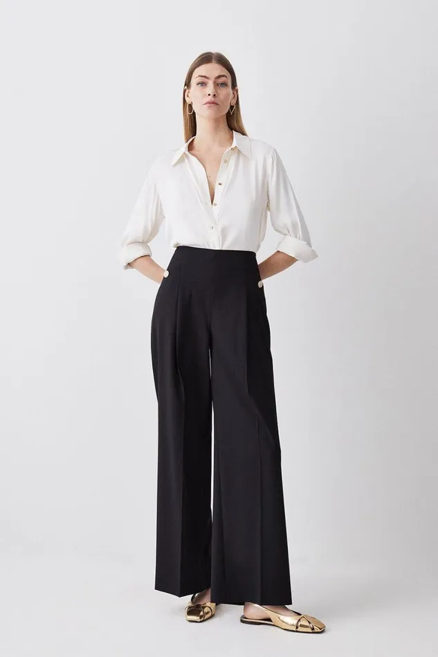 Trousers Women Karen Millen Polished High Waist Dart Detail Trousers Black