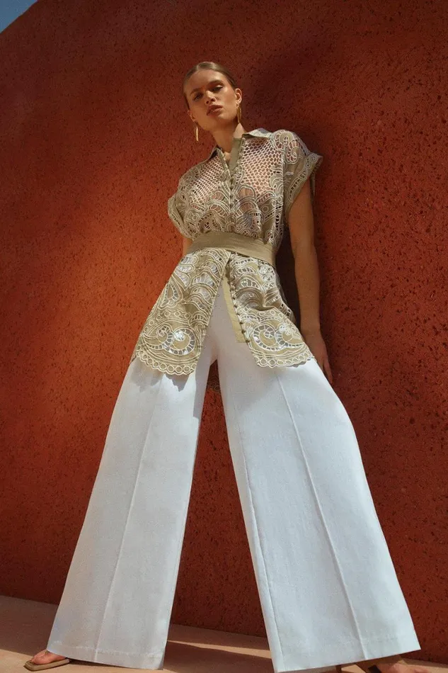 Trousers Women Karen Millen Premium Tailored Linen Mid Rise Wide Leg Trousers Ivory Trousers Women Karen Millen Premium Tailored Linen Mid Rise Wide Leg Trousers Ivory