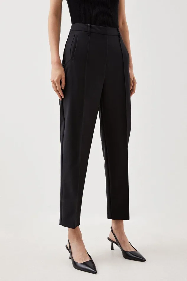 Trousers Women Karen Millen Tailored Cotton Sateen Slim Leg Trousers Black