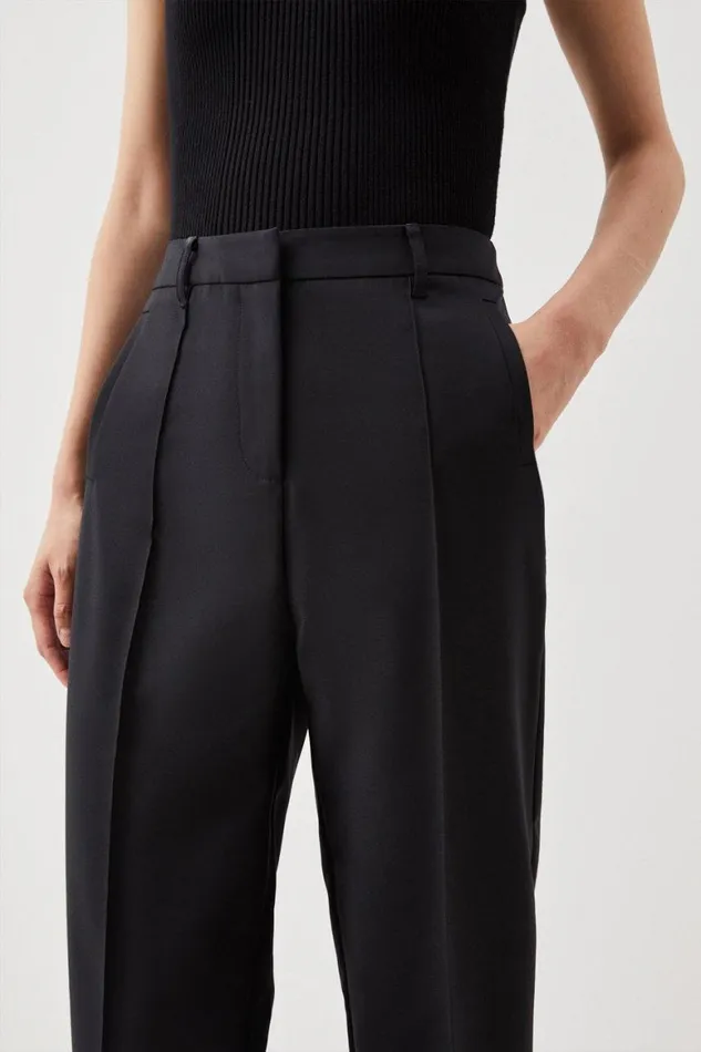 Trousers Women Karen Millen Tailored Cotton Sateen Slim Leg Trousers Black