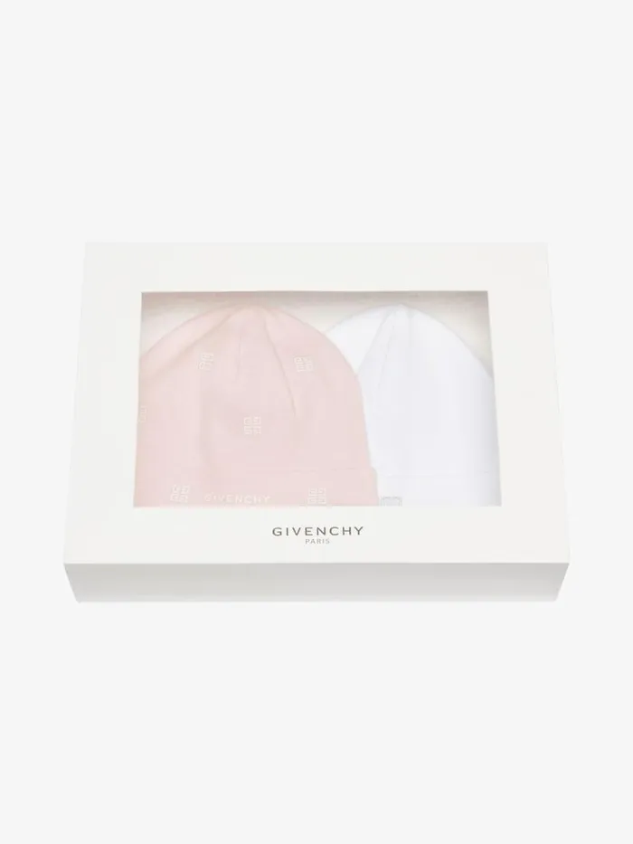 Two Beanies In Knit Gift Set Whitepink Kids Givenchy