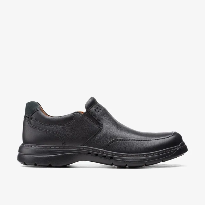Un Brawley Step Black Leather Men Clarks Casual Dress Shoes