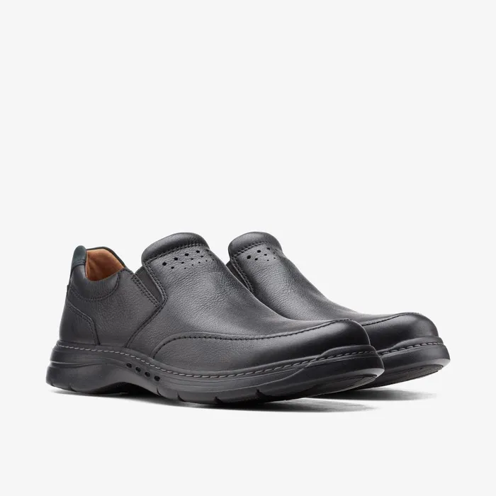 Un Brawley Step Black Leather Men Clarks Casual Dress Shoes