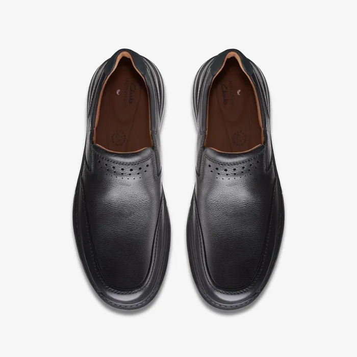 Un Brawley Step Black Leather Men Clarks Casual Dress Shoes
