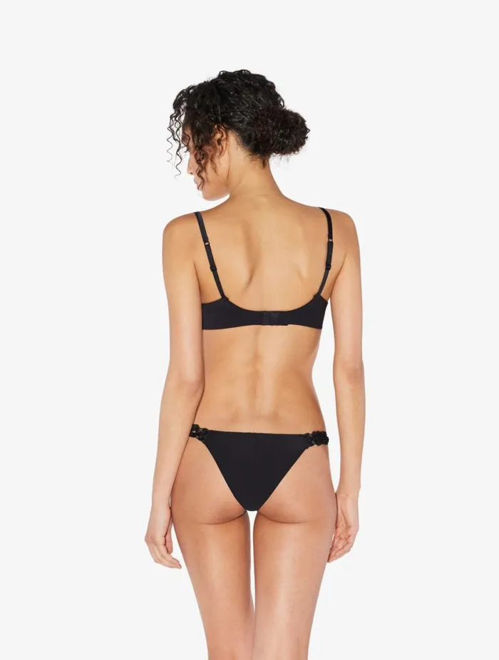 Underwired Bra In Black Lycra With Embroidered Tulle Lingerie La Perla Underwired