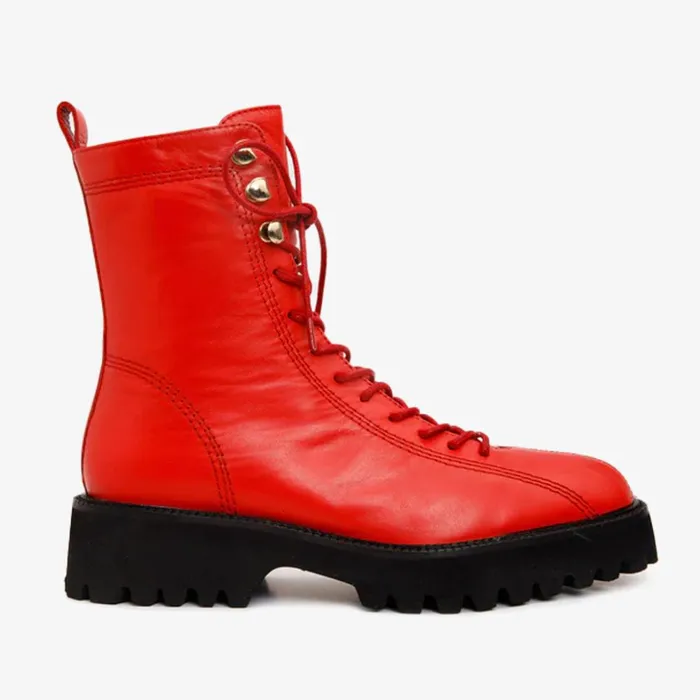 Vinci Leather Boots and Booties The Moreno Red Leather LaceUp Mid Calf Boot 8211 Women Vinci Leather Boots and Booties The Moreno Red Leather LaceUp Mid Calf Boot 8211 Women