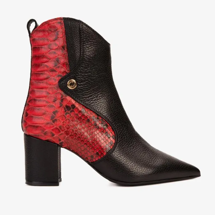 Vinci Leather Boots and Booties The Saturn Red Pythn Leather Block Heel Boot 8211 Women Vinci Leather Boots and Booties The Saturn Red Pythn Leather Block Heel Boot 8211 Women