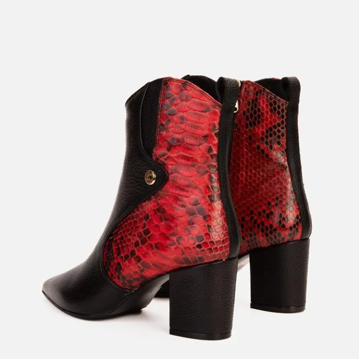 Vinci Leather Boots and Booties The Saturn Red Pythn Leather Block Heel Boot 8211 Women