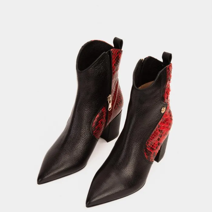 Vinci Leather Boots and Booties The Saturn Red Pythn Leather Block Heel Boot 8211 Women