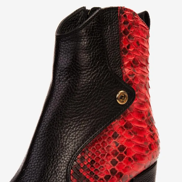 Vinci Leather Boots and Booties The Saturn Red Pythn Leather Block Heel Boot 8211 Women