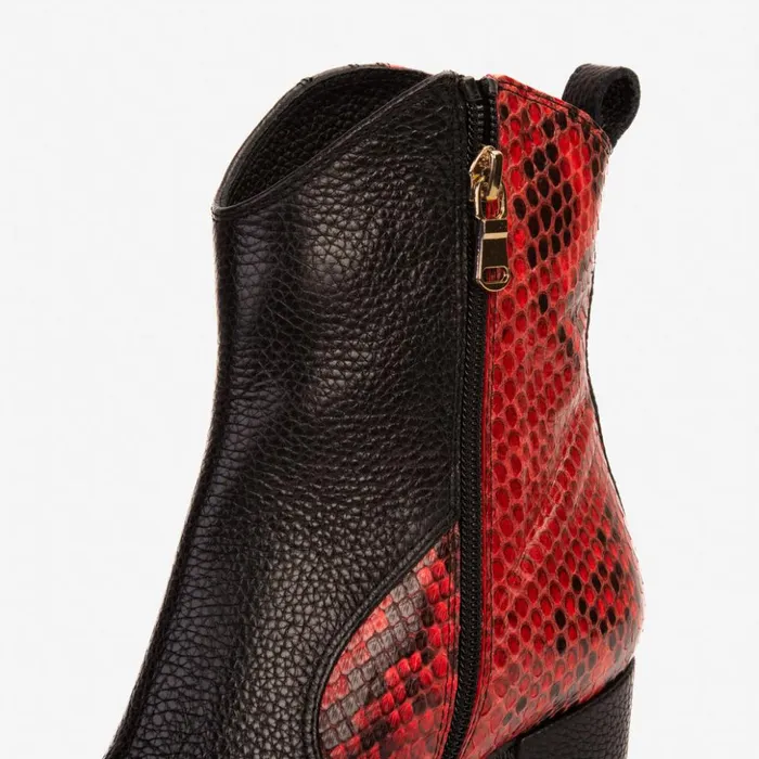Vinci Leather Boots and Booties The Saturn Red Pythn Leather Block Heel Boot 8211 Women