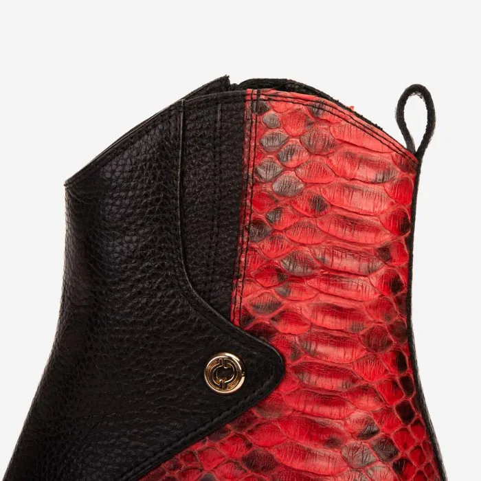 Vinci Leather Boots and Booties The Saturn Red Pythn Leather Block Heel Boot 8211 Women