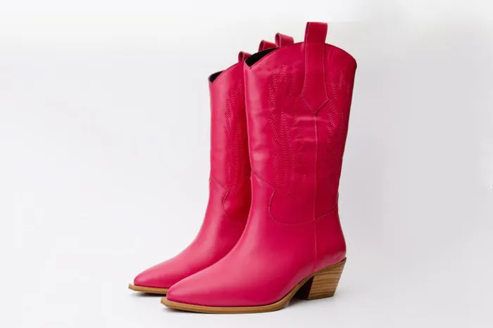Vinci Leather Boots and Booties The Togg Pink Leather Cowboy Boot 8211 Women