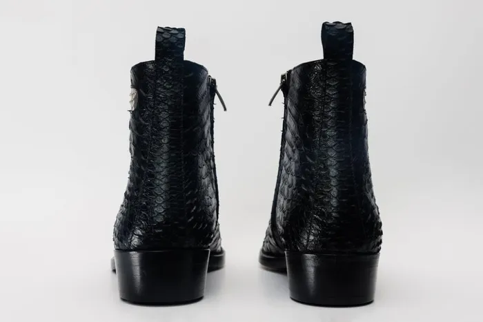 Vinci Leather Boots Boss Pythn Snk Black and Natural ZipUp Leather Boot Limited Edition 8211 Men