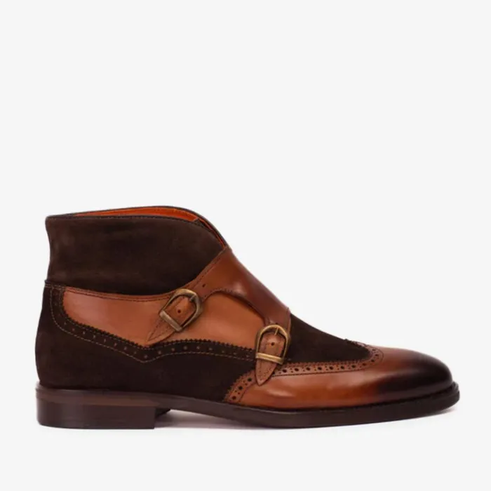 Vinci Leather Boots The Albus Tan Leather and Suede Double Strap Monk Brogue Boot 8211 Men Vinci Leather Boots The Albus Tan Leather and Suede Double Strap Monk Brogue Boot 8211 Men
