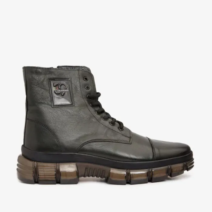 Vinci Leather Boots The Ottova Green Leather LaceUp Sneaker Boot With A Zipper 8211 Men Vinci Leather Boots The Ottova Green Leather LaceUp Sneaker Boot With A Zipper 8211 Men