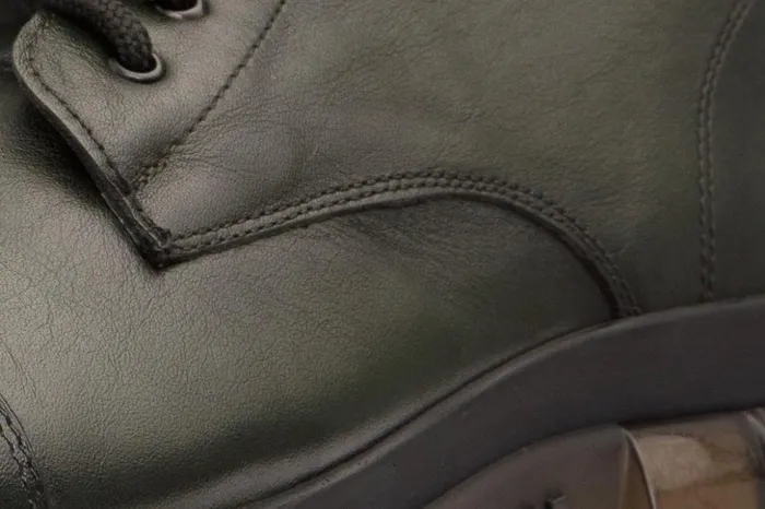 Vinci Leather Boots The Ottova Green Leather LaceUp Sneaker Boot With A Zipper 8211 Men
