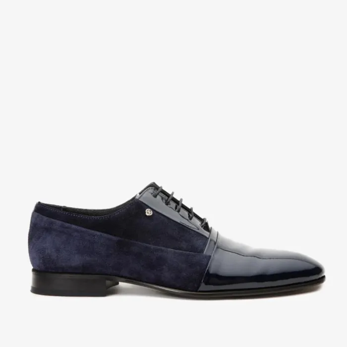 Vinci Leather Dress Shoes Colombo Navy Blue Cap Toe Oxford Shoe 8211 Men
