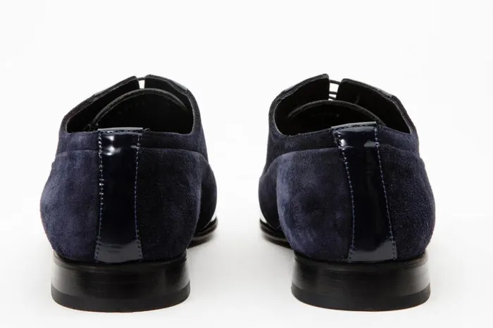 Vinci Leather Dress Shoes Colombo Navy Blue Cap Toe Oxford Shoe 8211 Men