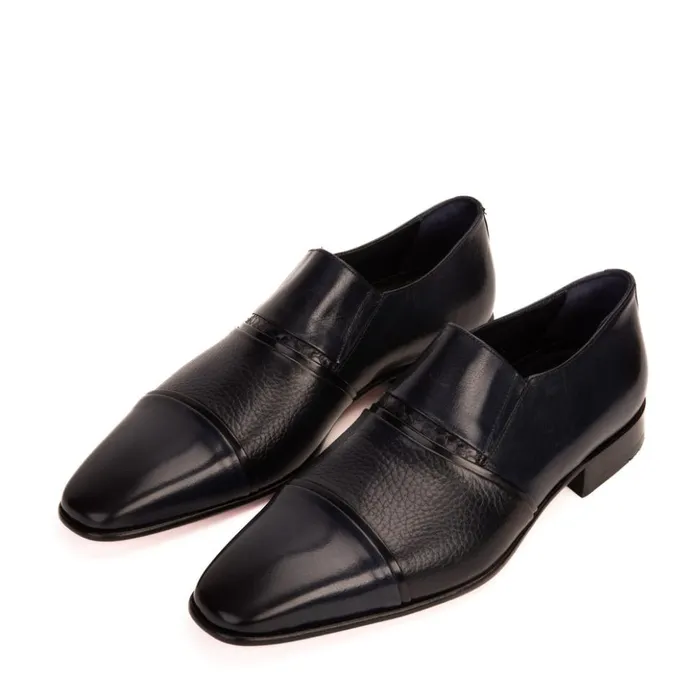 Vinci Leather Dress Shoes The Everest Navy Leather Cap Toe Dress Loafer Shoe 8211 Men