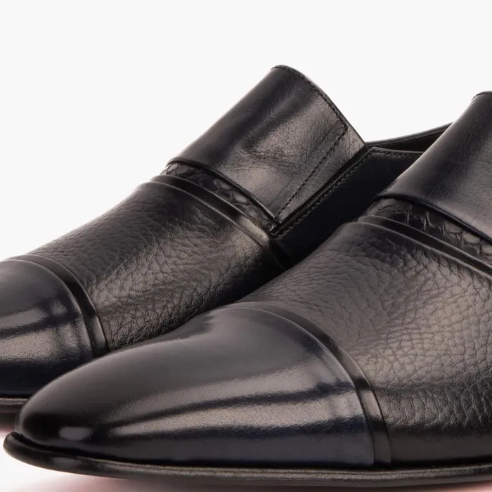 Vinci Leather Dress Shoes The Everest Navy Leather Cap Toe Dress Loafer Shoe 8211 Men