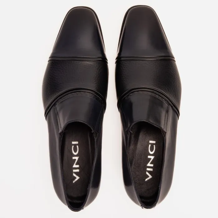 Vinci Leather Dress Shoes The Everest Navy Leather Cap Toe Dress Loafer Shoe 8211 Men