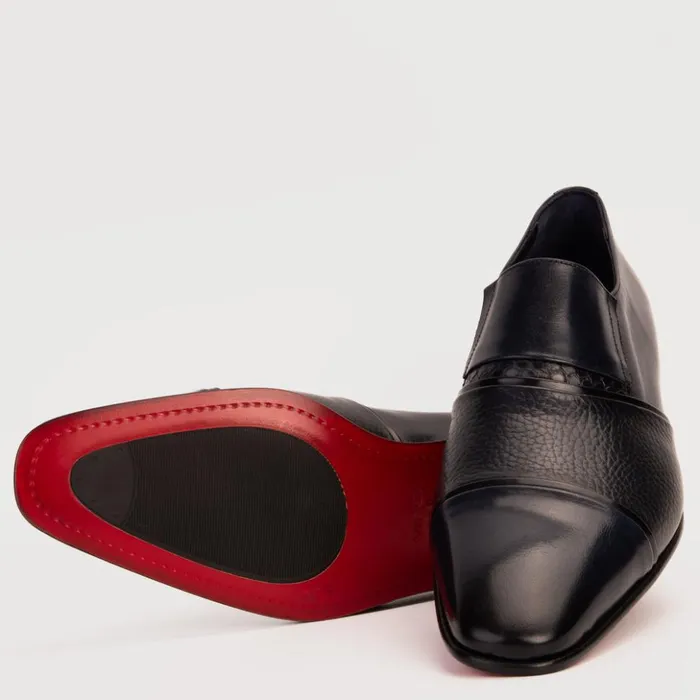 Vinci Leather Dress Shoes The Everest Navy Leather Cap Toe Dress Loafer Shoe 8211 Men