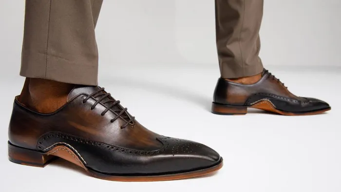 Vinci Leather Dress Shoes The Royal Hand Craft Black and Brown Wingtip Oxford Shoe 8211 Men