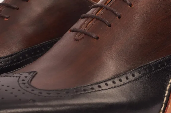 Vinci Leather Dress Shoes The Royal Hand Craft Black and Brown Wingtip Oxford Shoe 8211 Men