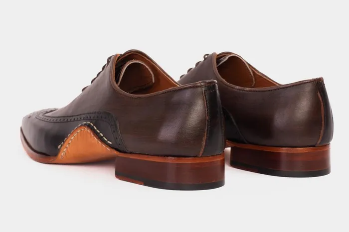 Vinci Leather Dress Shoes The Royal Hand Craft Black and Brown Wingtip Oxford Shoe 8211 Men