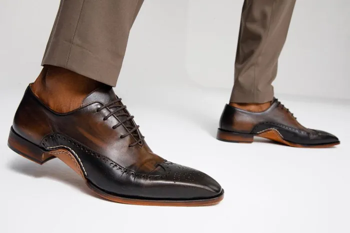 Vinci Leather Dress Shoes The Royal Hand Craft Black and Brown Wingtip Oxford Shoe 8211 Men