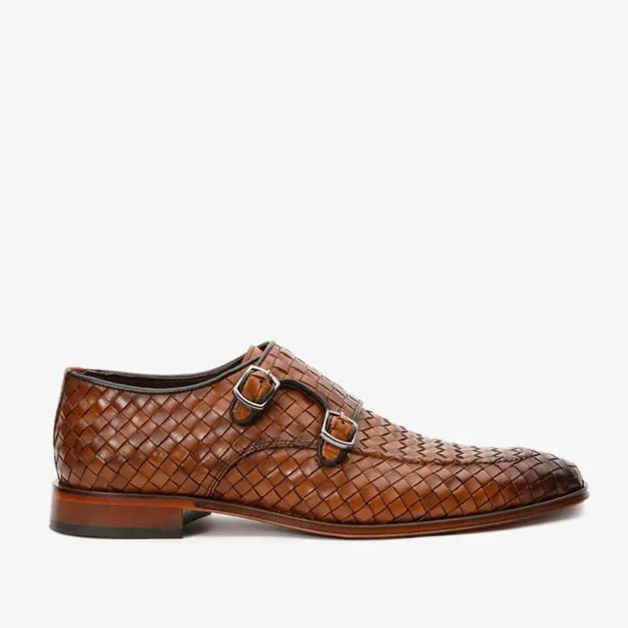 Vinci Leather Dress Shoes The Turan Brown Woven Double Monk Strap Dress Shoe 8211 Men Vinci Leather Dress Shoes The Turan Brown Woven Double Monk Strap Dress Shoe 8211 Men