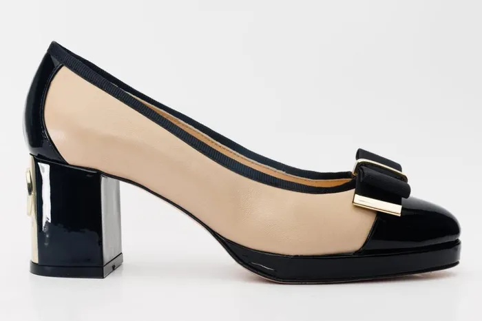 Vinci Leather Heels The Fano Beige Leather Cap Toe Block Heel Pump Shoe 8211 Women