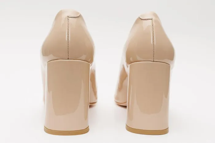 Vinci Leather Heels The Ferrara Cream Patent Leather Block Heel Pump Shoe 8211 Women