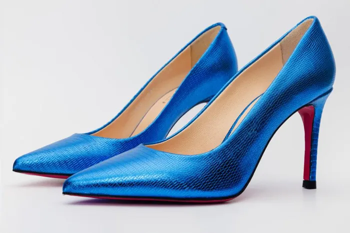 Vinci Leather Heels The Maple Sax Blue Leather Pump Fuchsia Sole Shoe 8211 Women