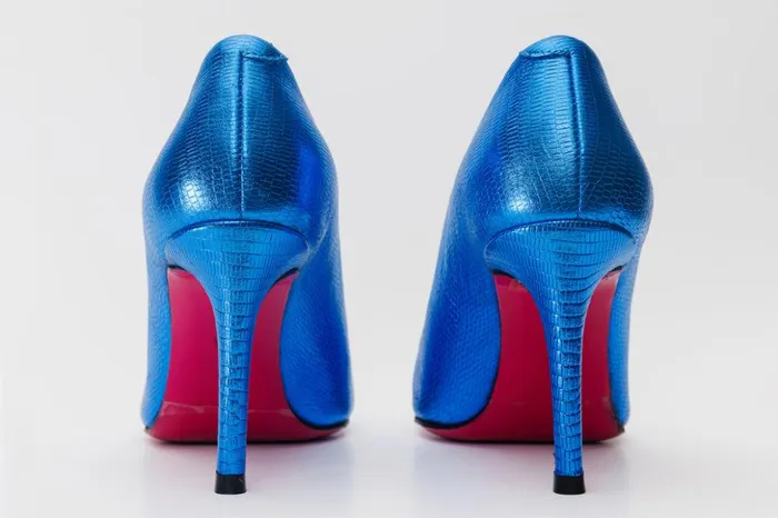 Vinci Leather Heels The Maple Sax Blue Leather Pump Fuchsia Sole Shoe 8211 Women