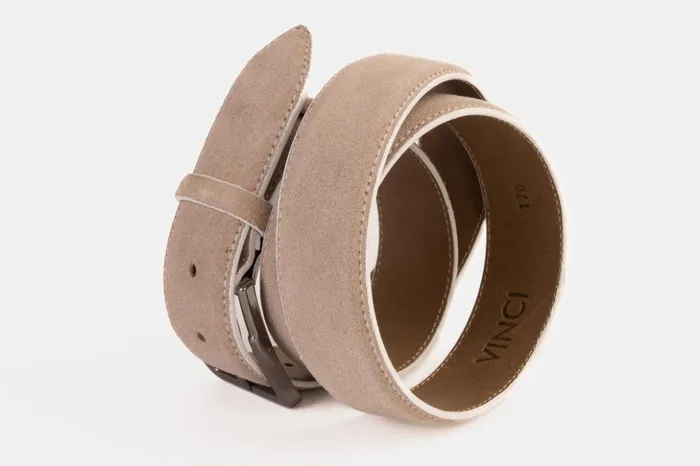 Vinci Leather Leather Belts The Bari Beige Leather Belt 8211 Men