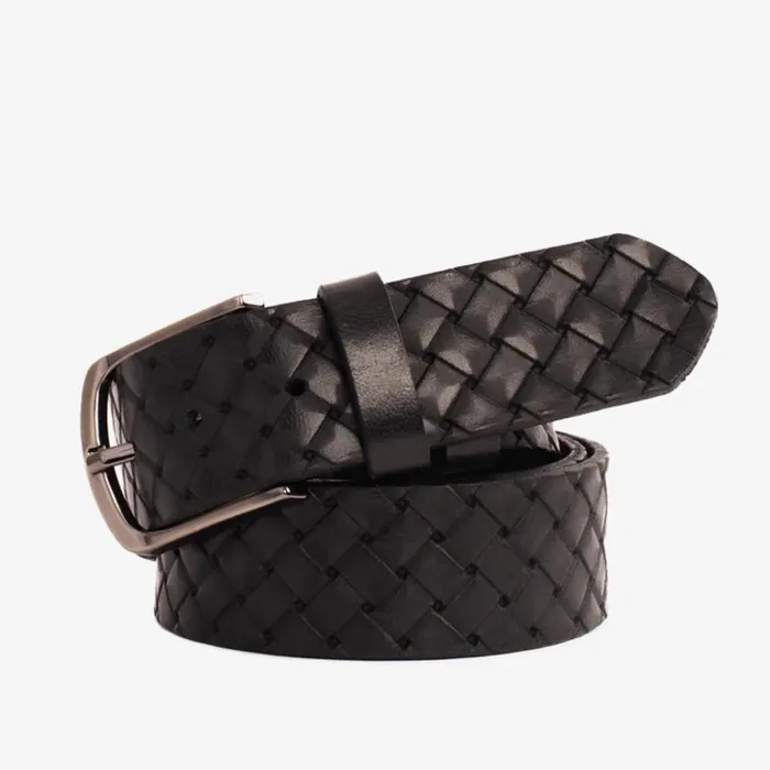 Vinci Leather Leather Belts The Turan Black Woven Leather Belt 8211 Men