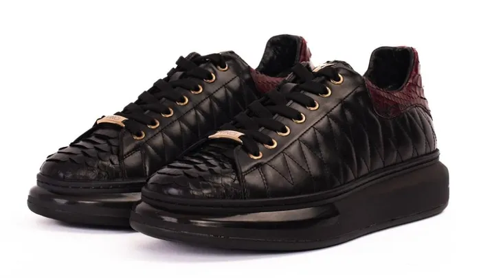 Vinci Leather Sneakers The Adler Pyht Snk Skin Black and Burgundy Sneaker 8211 Men